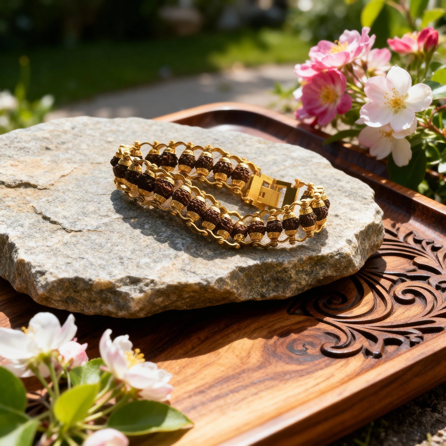 Gold Plated Modern Rudraksh Bracelet