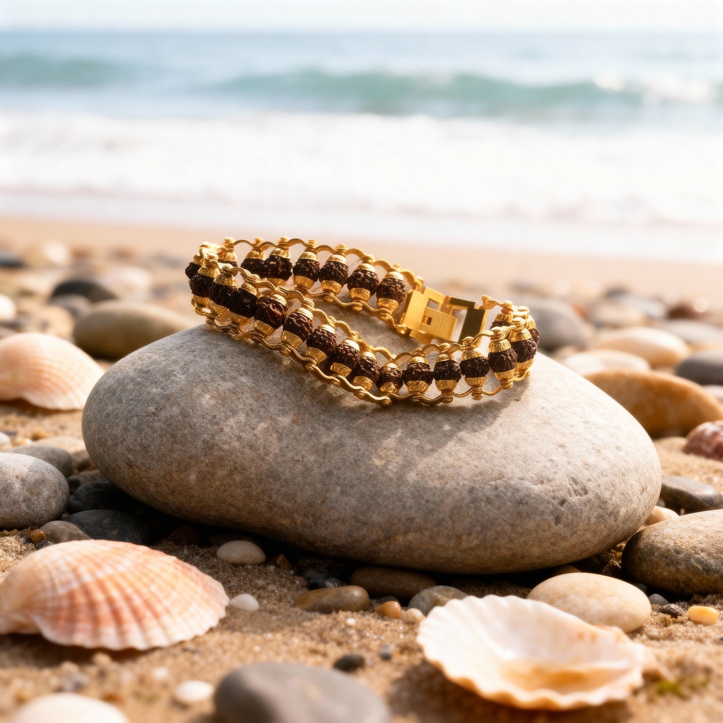 Gold Plated Modern Rudraksh Bracelet